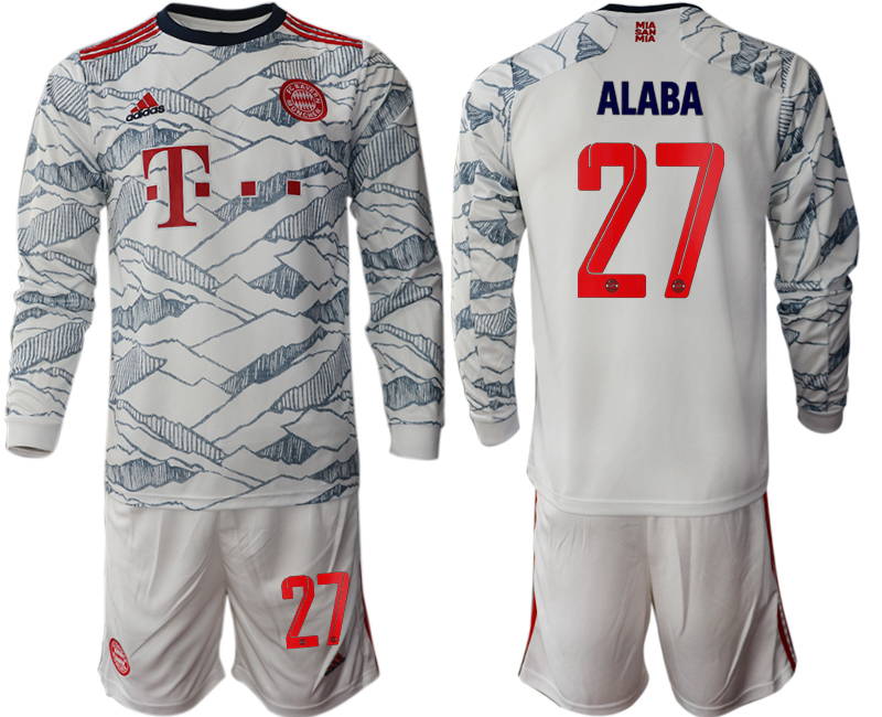 Men 2021-2022 Club Bayern Munich Second away white Long Sleeve #27 Soccer Jersey->bayern munich jersey->Soccer Club Jersey